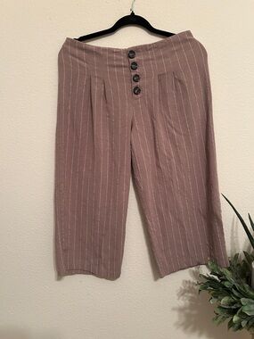 URBAN Romantics Dusty Rose Pinstripe Crop Pants
